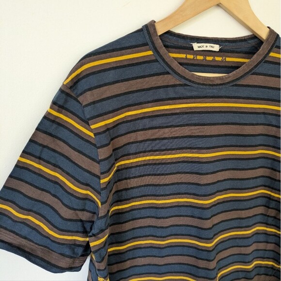 Marni Logo Italian Striped Brown Yellow Men's T-Shirt 50 (Estimated L Large) - Picture 2 of 8